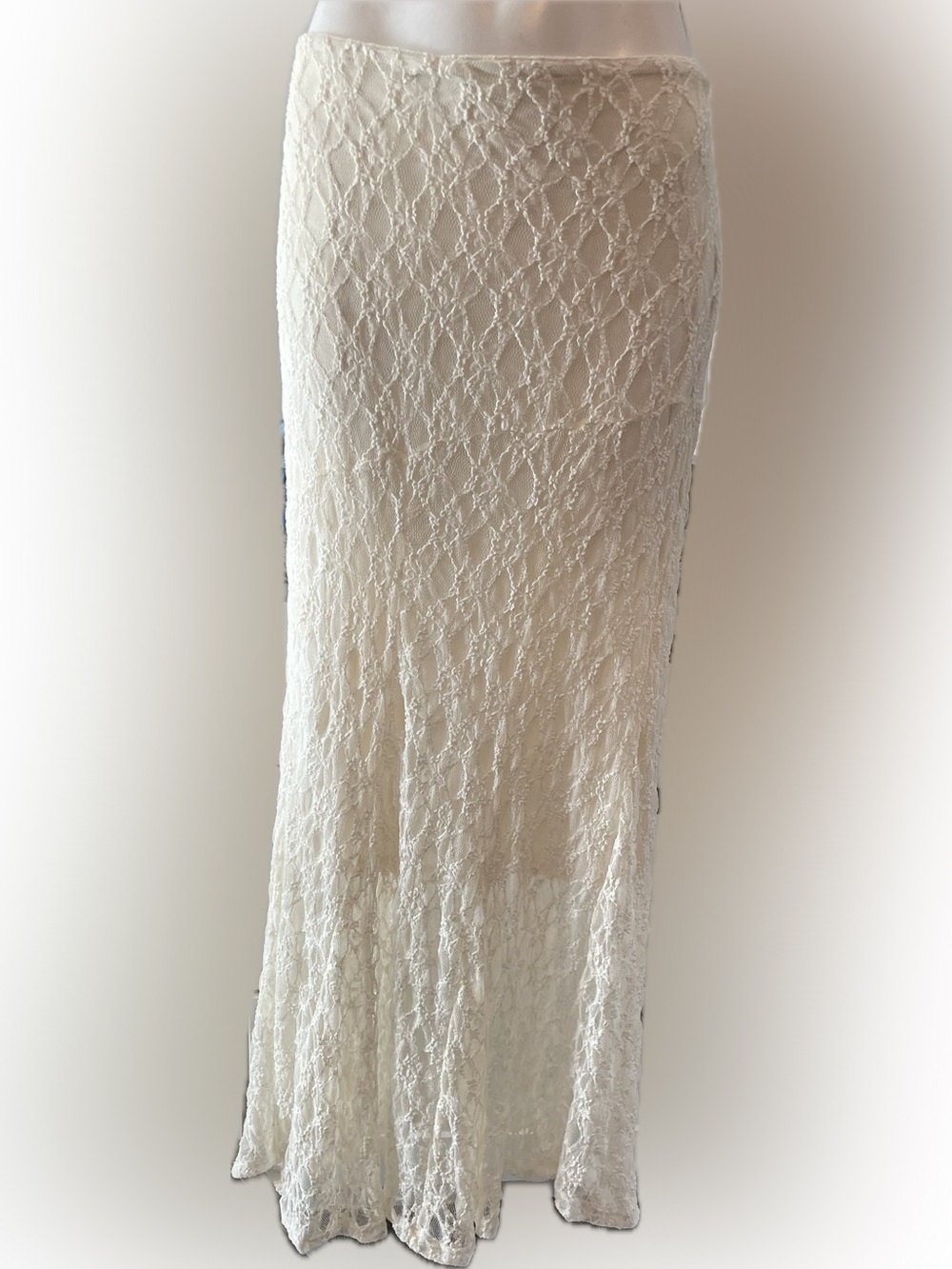 Anthropologie Ivory Lace Maxi Skirt